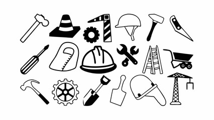 Labor line editable icon set. Contains icons related to labor, construction, labour day, renovation, and more. Vector illustration. make 30 vectors on one image