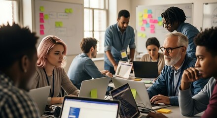 Diverse Team Collaboration Agile Software Development Meeting