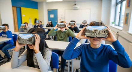 Immersive Learning Students Explore History with Virtual Reality Headsets
