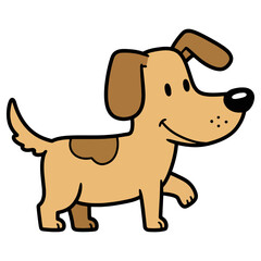 A happy brown and tan puppy with floppy ears. This adorable cartoon dog character is perfect for pet shop logos, veterinarian branding, and any design needing a loyal friend.