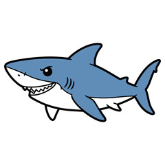 Fototapeta premium A cartoon shark with a wide grin, shown in a friendly, non-threatening style. Great for kids' party themes, educational materials about ocean life, and fun apparel designs.