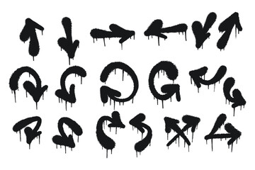 Collection of Drip Style Graffiti Arrows Vector Illustrations