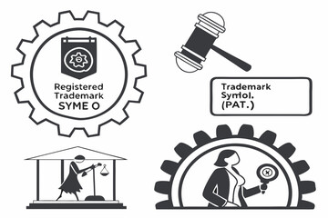 Trademark patent and legal symbols in black and white
