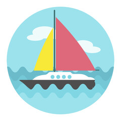 Sailing yacht flat vector icon