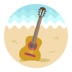 Guitar Beach icon. Summer. Vacation