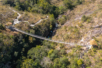 Ponte da Tremedeira (Tremedeira bridge), a famous suspension bridge inside Abade Reserve in Piren&oacute;polis. Goi&aacute;s, Brazil.