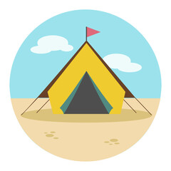 Tourist tent vector icon. Camping and Hiking sign