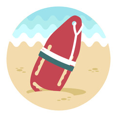 Torpedo rescue lifeguard buoy icon. Summer