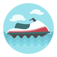 Fast water scooter and boat, luxury boat icon