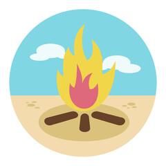 Bonfire vector icon. Camping and Hiking sign