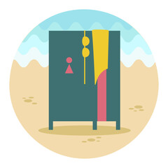 Cloakroom on the beach icon. Summer. Vacation