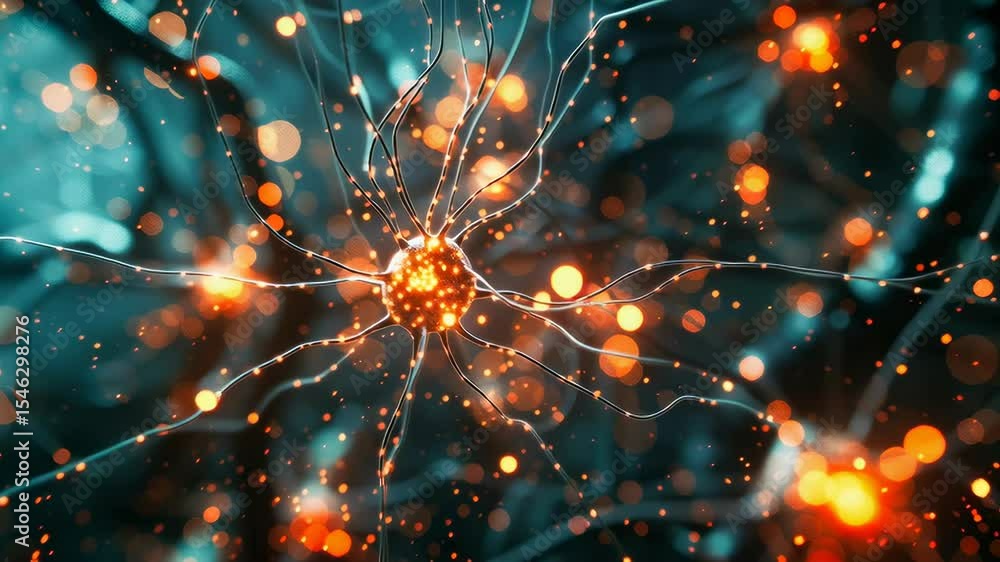 Poster a macro image of neurons brain cells against a dark background