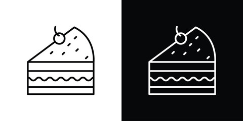 Cake piece icon in black. flat graphic vector icon