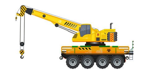 Crane vehicle hook heavy construction service vehicle vector illustration