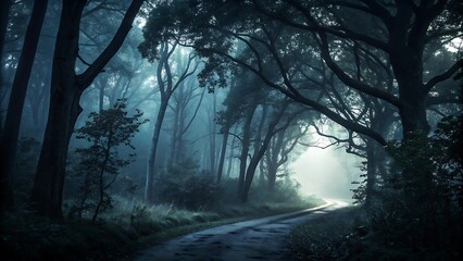 Chased Through Blurred Woodland in Moody Blue Tones