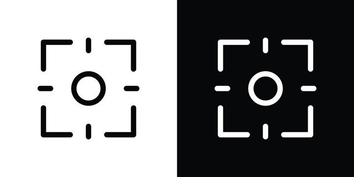 Camera focus frame icon in black. flat graphic vector icon