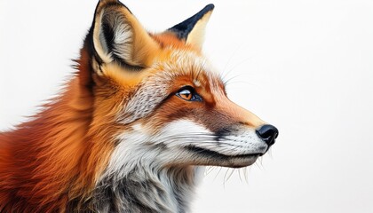 Obraz premium red fox profile close up against white background