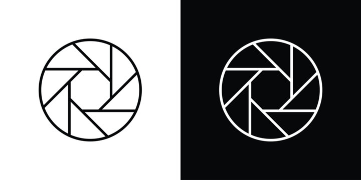 Camera shutter icon in black. flat graphic vector icon