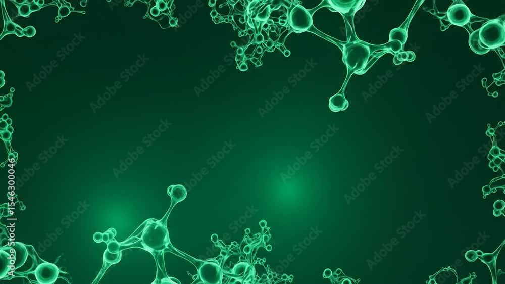 Aufkleber abstract animation of interconnected molecules and atoms in green glowing colors showing interconnec
