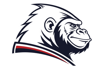 gorilla mascot gazes forward with determination, showcasing sharp design and aggressive elegance