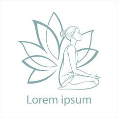 Yoga sitting lotus pose logo.