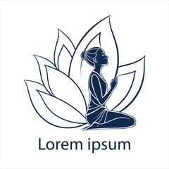 Yoga sitting lotus pose logo.