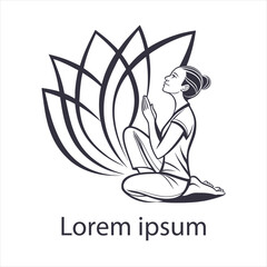 Yoga sitting lotus pose logo.