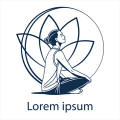 Yoga sitting lotus pose logo.