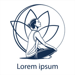 Yoga sitting lotus pose logo.