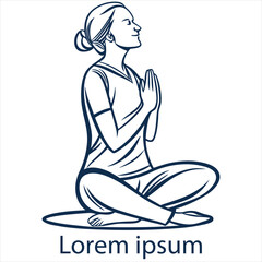 Yoga sitting lotus pose logo.