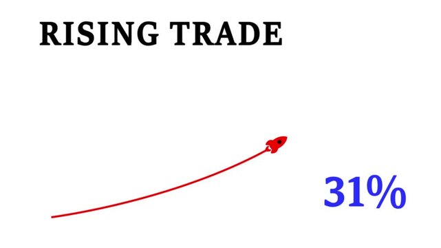 Abstract business stock 50 Percent market investment graph flying growth technology background.Analysis finance grow graph and market investment. Financial business plan,earnings,sale and strategy.