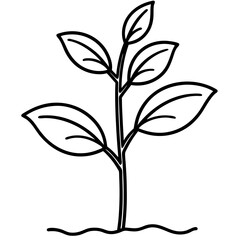Spring Sprout Line Art Vector
