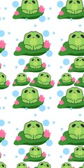 Cute Frog on Lily Pad Seamless Pattern
