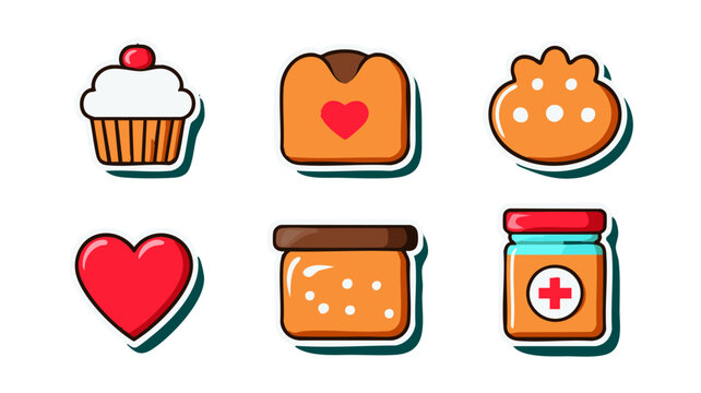 Charity bake sale flyer Set of 7 Flat Bake Sale Icons Cupcake Brownie Cookie Loaf Donation Jar Heart Table - Powered by Adobe