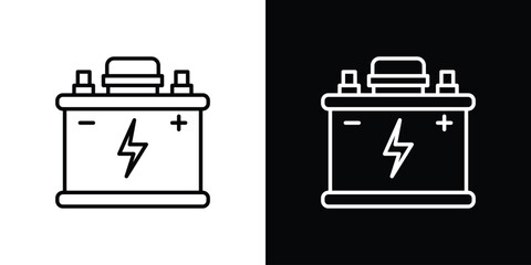 Car battery icon in black. flat graphic vector icon