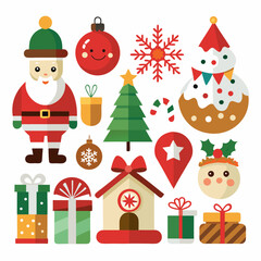 Set of christmas icon design vector on white background