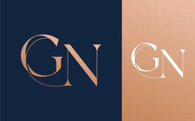 Initial letter GN NG logo design vector illustration for couple, wedding, and business