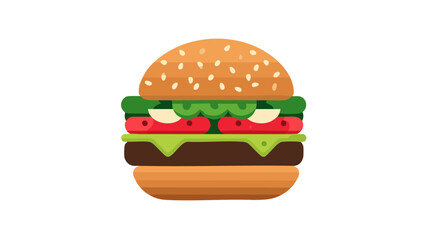 Flat vector icon of cheeseburger Food Fast Food