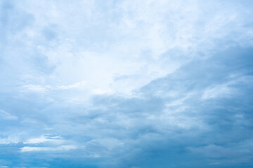 Serene Blue Sky with Soft Fluffy Clouds Natural Weather Background Image