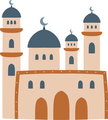 Mosque with multiple domes and minarets