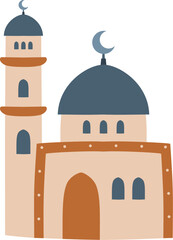 Mosque with multiple domes and minarets