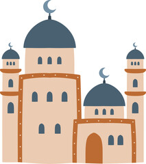 Mosque with multiple domes and minarets