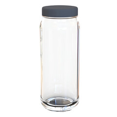 A clear glass jar with a black lid, suitable for storage or presentation of various contents.