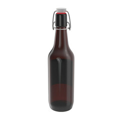 A dark glass bottle with a metal cap, commonly used for beverages.