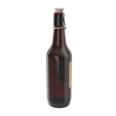 A dark glass bottle with a swing-top cap, typically used for beverages like beer or homemade drinks.
