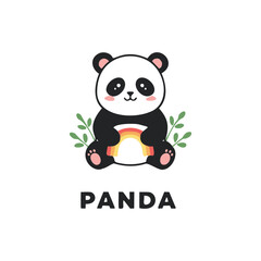 panda with a flower