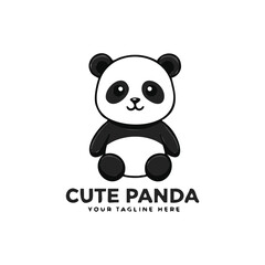 Panda cute cartoon logo vector