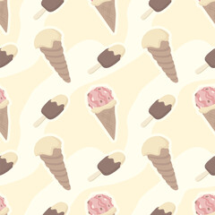 Seamless pattern with creamy ice cream