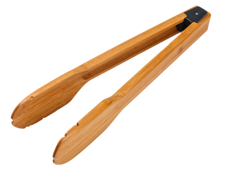 pair of wooden salad tongs crossed together, warm wood tone
