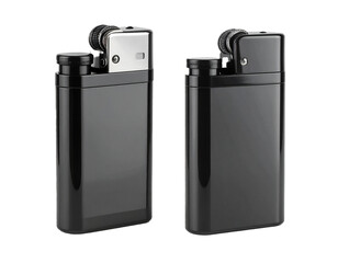 Lighter_High-resolution image of a black sleek metallic refillable lighter